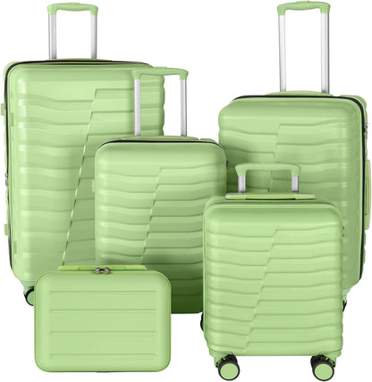 22×14×9 Airline Approved Carry On Luggage with Front Open Pocket, Spinner Wheels, ABS+PC Hardshell Small 20inch Suitcase with Protective Cover and Luggage Tag, Avocado Green