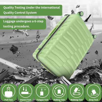 22×14×9 Airline Approved Carry On Luggage with Front Open Pocket, Spinner Wheels, ABS+PC Hardshell Small 20inch Suitcase with Protective Cover and Luggage Tag, Avocado Green