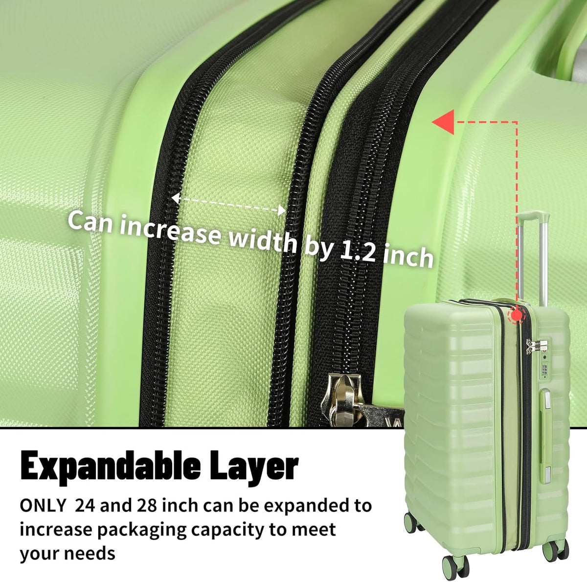 22×14×9 Airline Approved Carry On Luggage with Front Open Pocket, Spinner Wheels, ABS+PC Hardshell Small 20inch Suitcase with Protective Cover and Luggage Tag, Avocado Green