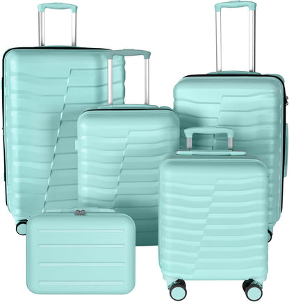 22×14×9 Airline Approved Carry On Luggage with Front Open Pocket, Spinner Wheels, ABS+PC Hardshell Small 20inch Suitcase with Protective Cover and Luggage Tag, Avocado Green