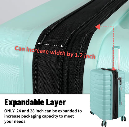 22×14×9 Airline Approved Carry On Luggage with Front Open Pocket, Spinner Wheels, ABS+PC Hardshell Small 20inch Suitcase with Protective Cover and Luggage Tag, Avocado Green
