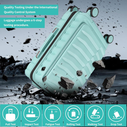22×14×9 Airline Approved Carry On Luggage with Front Open Pocket, Spinner Wheels, ABS+PC Hardshell Small 20inch Suitcase with Protective Cover and Luggage Tag, Avocado Green