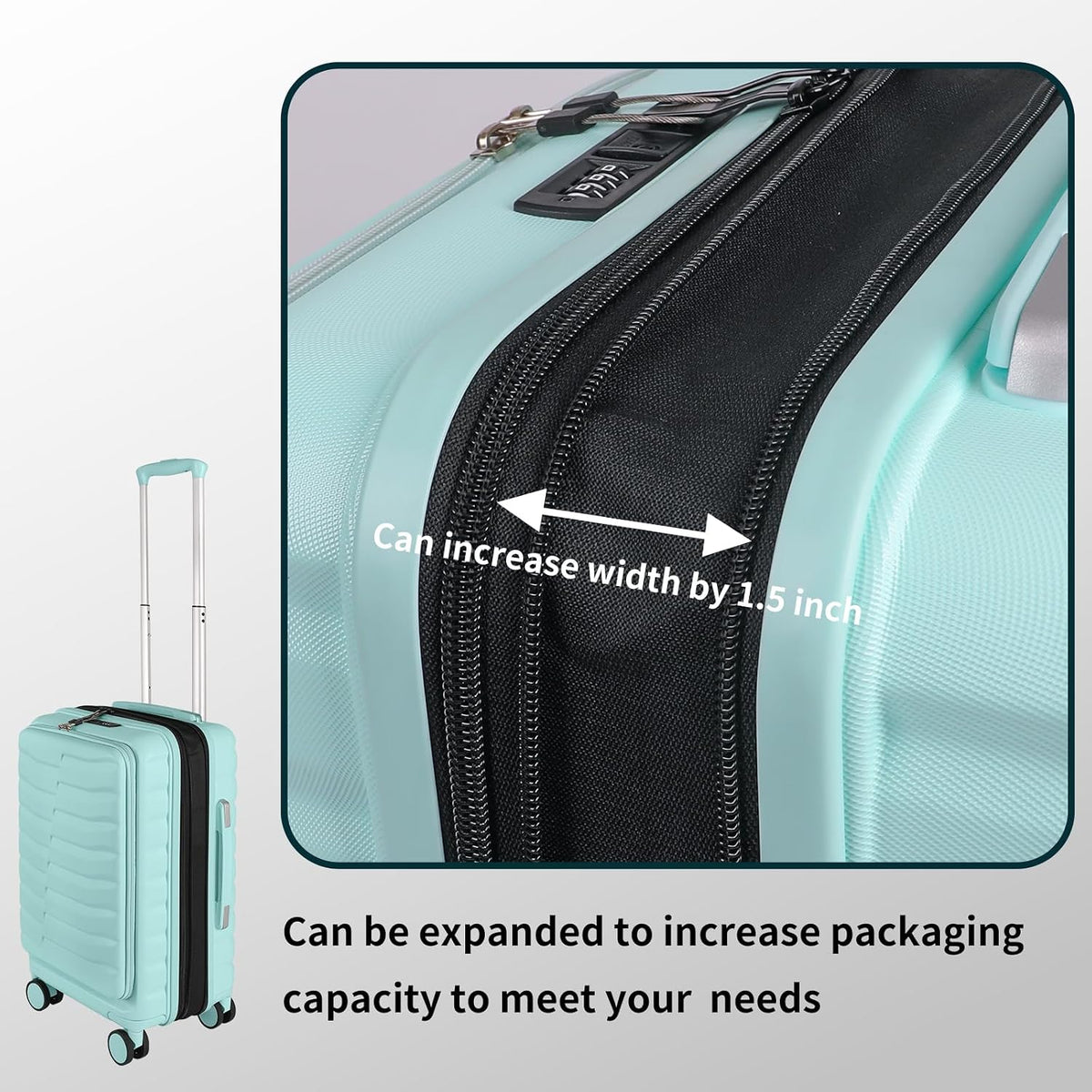 22×14×9 Airline Approved Carry On Luggage with Front Open Pocket, Spinner Wheels, ABS+PC Hardshell Small 20inch Suitcase with Protective Cover and Luggage Tag, Avocado Green
