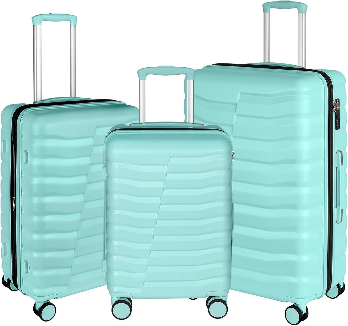 22×14×9 Airline Approved Carry On Luggage with Front Open Pocket, Spinner Wheels, ABS+PC Hardshell Small 20inch Suitcase with Protective Cover and Luggage Tag, Avocado Green