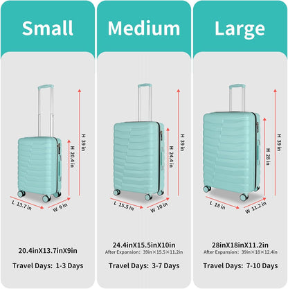 22×14×9 Airline Approved Carry On Luggage with Front Open Pocket, Spinner Wheels, ABS+PC Hardshell Small 20inch Suitcase with Protective Cover and Luggage Tag, Avocado Green
