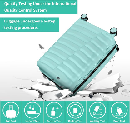 22×14×9 Airline Approved Carry On Luggage with Front Open Pocket, Spinner Wheels, ABS+PC Hardshell Small 20inch Suitcase with Protective Cover and Luggage Tag, Avocado Green