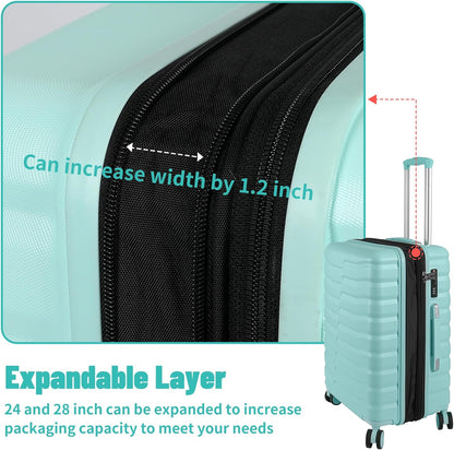 22×14×9 Airline Approved Carry On Luggage with Front Open Pocket, Spinner Wheels, ABS+PC Hardshell Small 20inch Suitcase with Protective Cover and Luggage Tag, Avocado Green