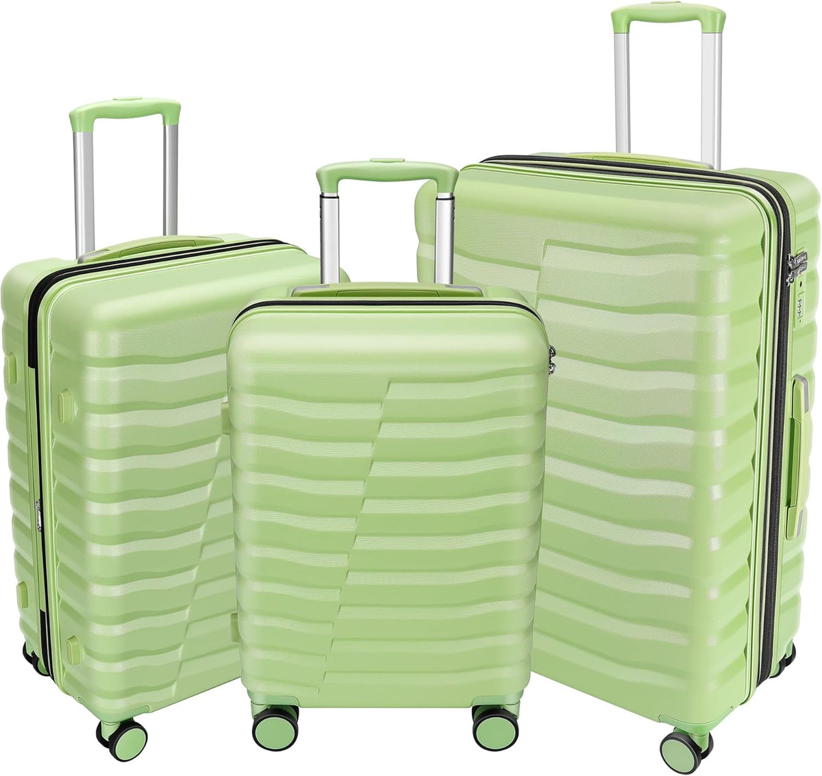 22×14×9 Airline Approved Carry On Luggage with Front Open Pocket, Spinner Wheels, ABS+PC Hardshell Small 20inch Suitcase with Protective Cover and Luggage Tag, Avocado Green