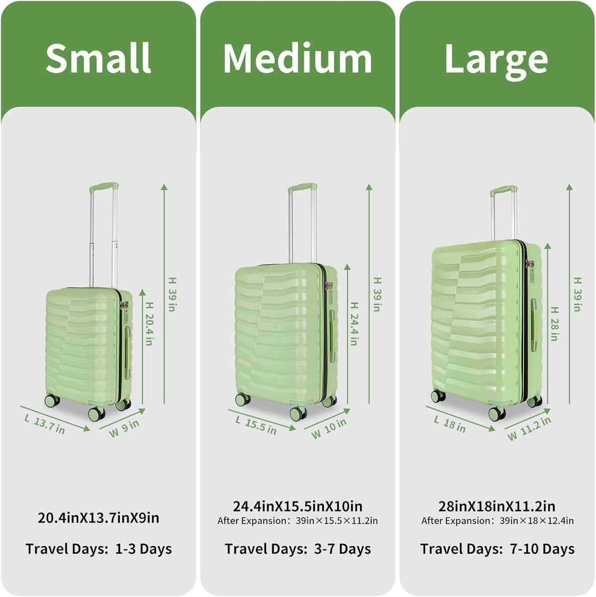 22×14×9 Airline Approved Carry On Luggage with Front Open Pocket, Spinner Wheels, ABS+PC Hardshell Small 20inch Suitcase with Protective Cover and Luggage Tag, Avocado Green