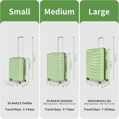 22×14×9 Airline Approved Carry On Luggage with Front Open Pocket, Spinner Wheels, ABS+PC Hardshell Small 20inch Suitcase with Protective Cover and Luggage Tag, Avocado Green