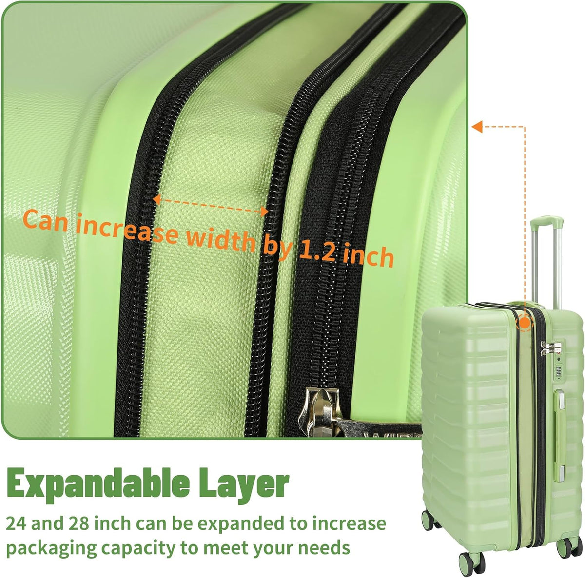 22×14×9 Airline Approved Carry On Luggage with Front Open Pocket, Spinner Wheels, ABS+PC Hardshell Small 20inch Suitcase with Protective Cover and Luggage Tag, Avocado Green