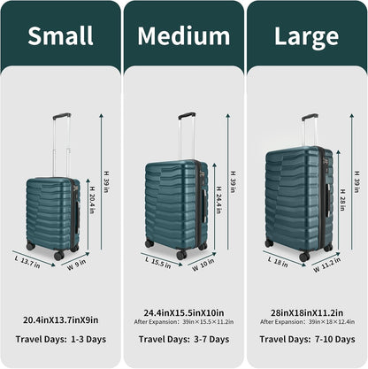 22×14×9 Airline Approved Carry On Luggage with Front Open Pocket, Spinner Wheels, ABS+PC Hardshell Small 20inch Suitcase with Protective Cover and Luggage Tag, Avocado Green