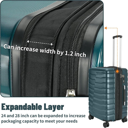 22×14×9 Airline Approved Carry On Luggage with Front Open Pocket, Spinner Wheels, ABS+PC Hardshell Small 20inch Suitcase with Protective Cover and Luggage Tag, Avocado Green