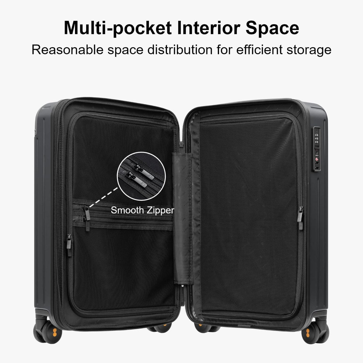 Carry on Luggage Airline Approved, Hardshell Suitcases with Spinner Wheels, PC Expandable Luggage, 20 Inch, Black