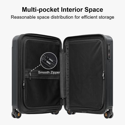 Carry on Luggage Airline Approved, Hardshell Suitcases with Spinner Wheels, PC Expandable Luggage, 20 Inch, Black