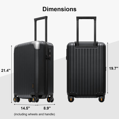 Carry on Luggage Airline Approved, Hardshell Suitcases with Spinner Wheels, PC Expandable Luggage, 20 Inch, Black