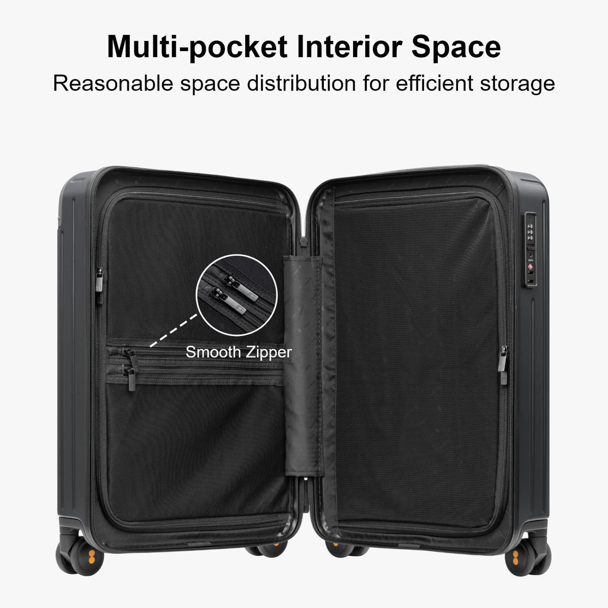 Carry on Luggage Airline Approved, Hardshell Suitcases with Spinner Wheels, PC Expandable Luggage, 20 Inch, Black