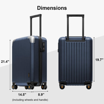 Carry on Luggage Airline Approved, Hardshell Suitcases with Spinner Wheels, PC Expandable Luggage, 20 Inch, Black