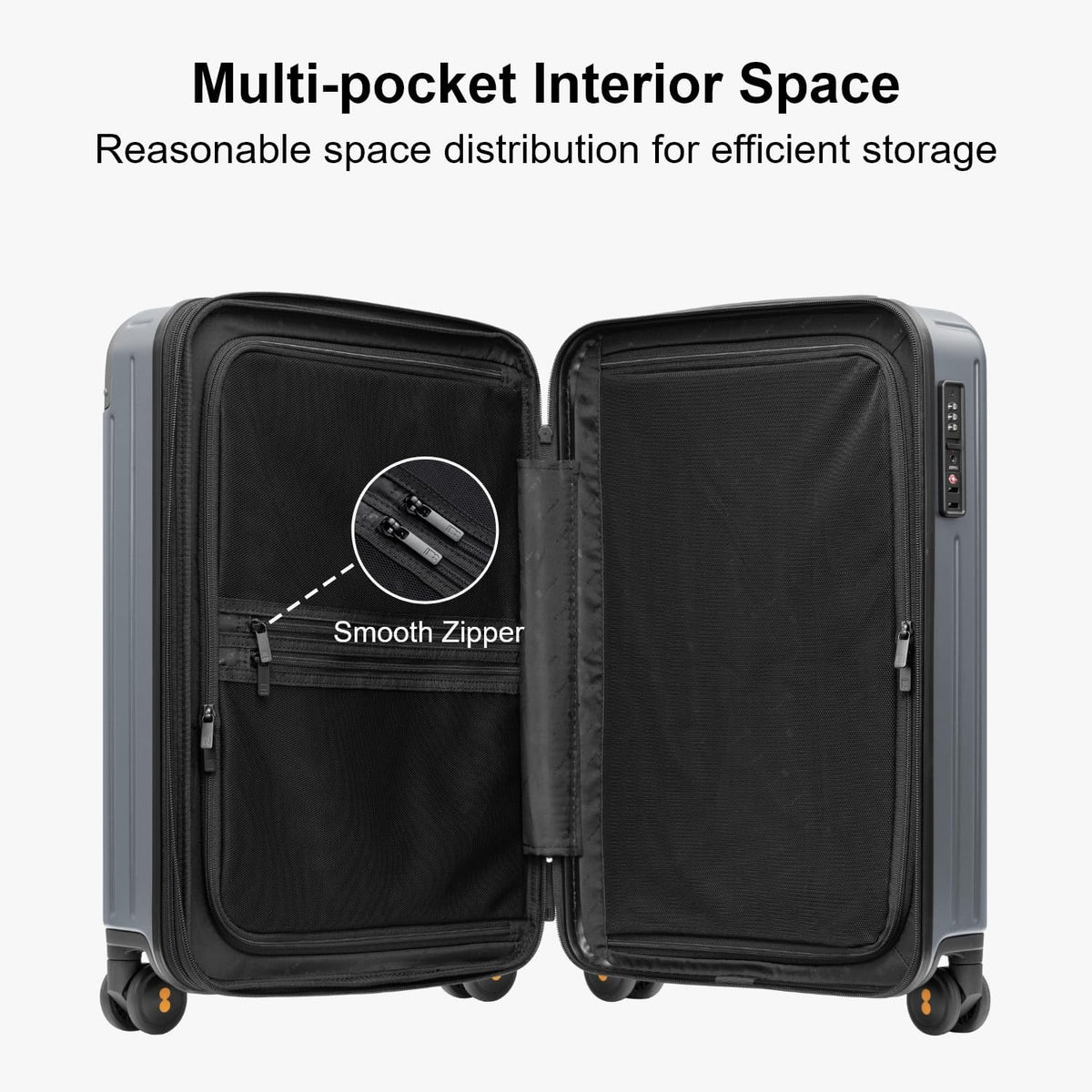 Carry on Luggage Airline Approved, Hardshell Suitcases with Spinner Wheels, PC Expandable Luggage, 20 Inch, Black