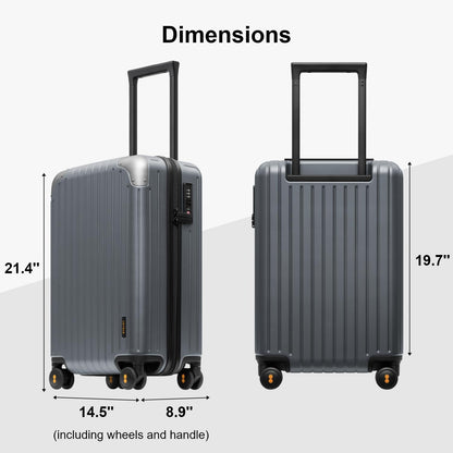 Carry on Luggage Airline Approved, Hardshell Suitcases with Spinner Wheels, PC Expandable Luggage, 20 Inch, Black