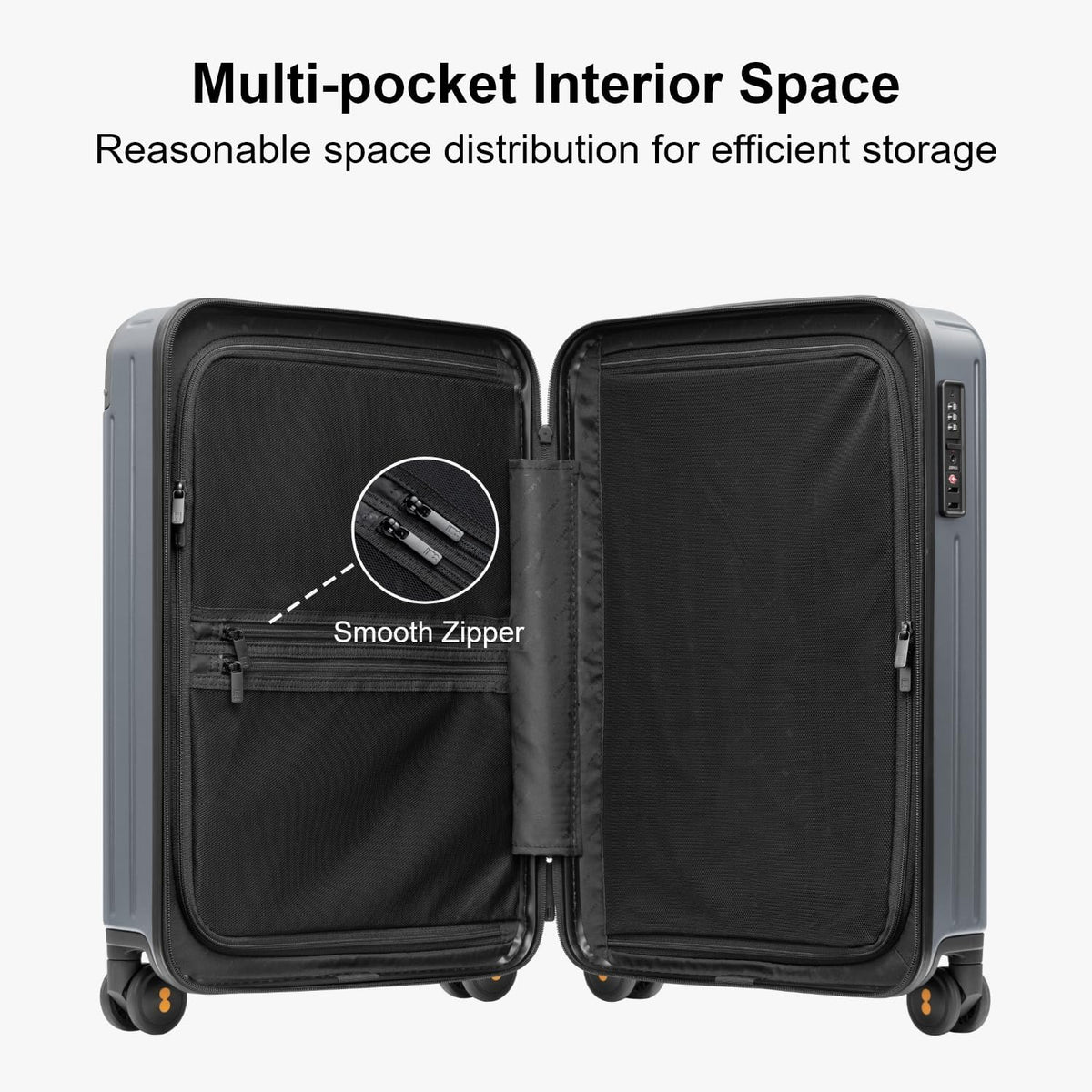 Carry on Luggage Airline Approved, Hardshell Suitcases with Spinner Wheels, PC Expandable Luggage, 20 Inch, Black