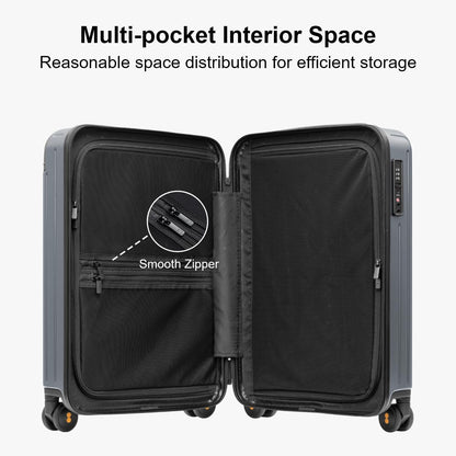 Carry on Luggage Airline Approved, Hardshell Suitcases with Spinner Wheels, PC Expandable Luggage, 20 Inch, Black