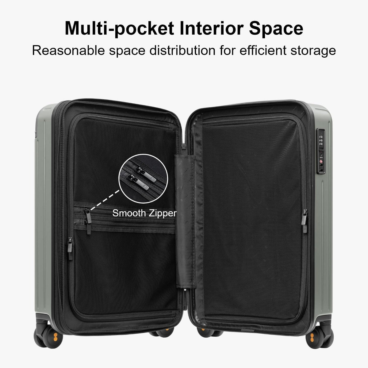 Carry on Luggage Airline Approved, Hardshell Suitcases with Spinner Wheels, PC Expandable Luggage, 20 Inch, Black