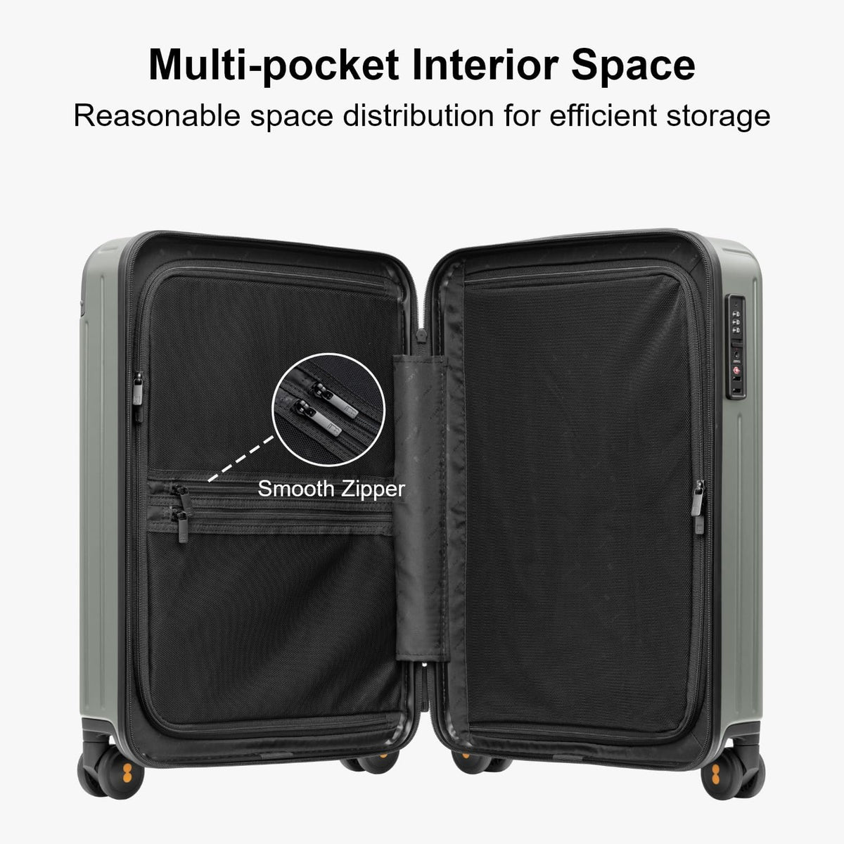 Carry on Luggage Airline Approved, Hardshell Suitcases with Spinner Wheels, PC Expandable Luggage, 20 Inch, Black