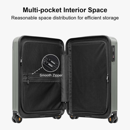 Carry on Luggage Airline Approved, Hardshell Suitcases with Spinner Wheels, PC Expandable Luggage, 20 Inch, Black