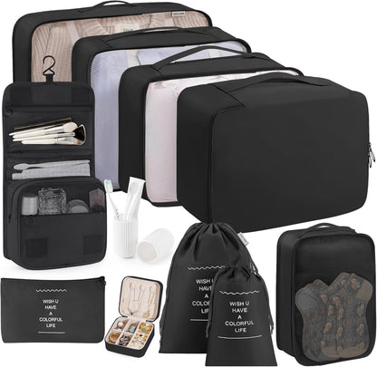 Packing Cubes 11 Set, Suitcase Organizers, Luggage Organizer Bags, Packing Cubes for Travel, with Toiletry Bag, Travel Essentials,Pink