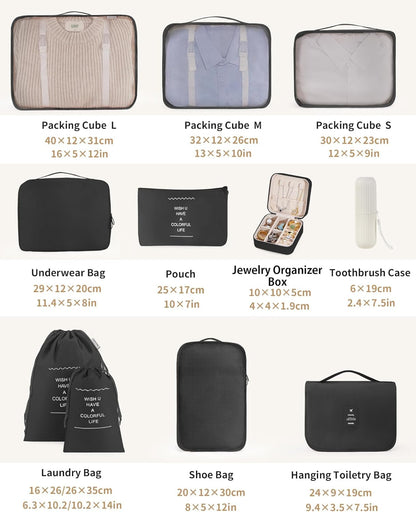Packing Cubes 11 Set, Suitcase Organizers, Luggage Organizer Bags, Packing Cubes for Travel, with Toiletry Bag, Travel Essentials,Pink
