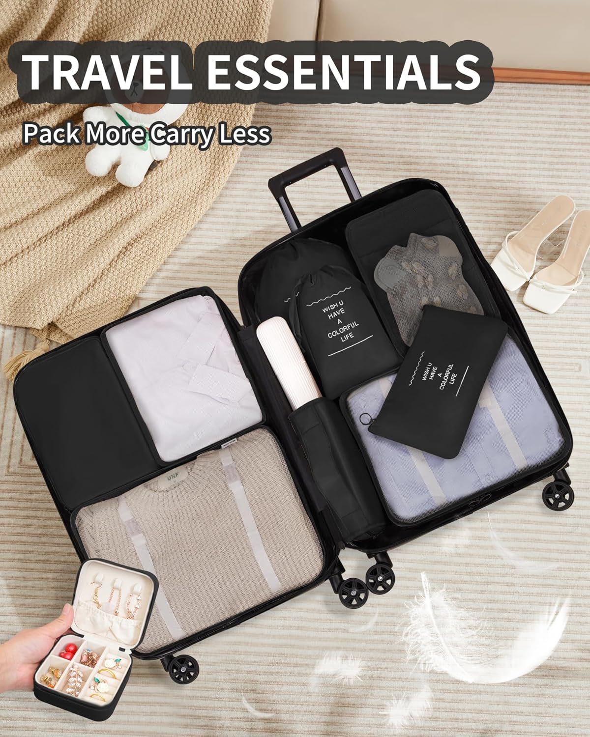 Packing Cubes 11 Set, Suitcase Organizers, Luggage Organizer Bags, Packing Cubes for Travel, with Toiletry Bag, Travel Essentials,Pink
