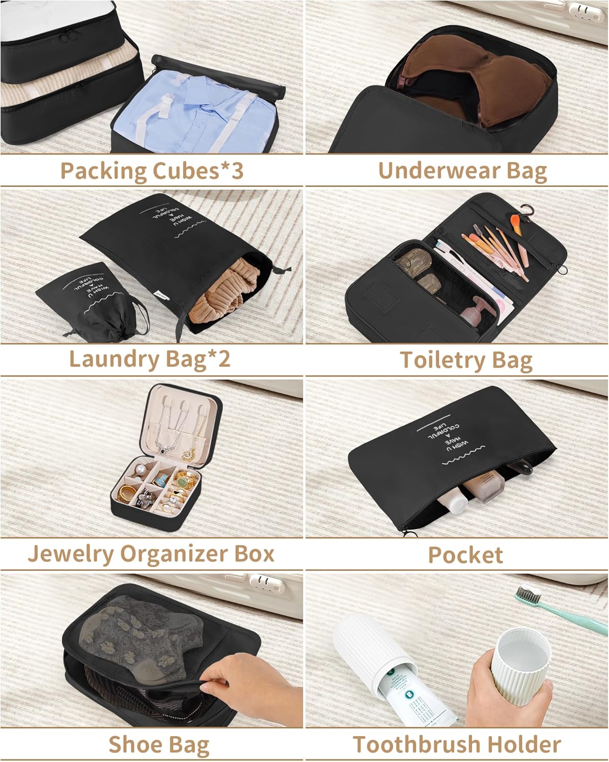 Packing Cubes 11 Set, Suitcase Organizers, Luggage Organizer Bags, Packing Cubes for Travel, with Toiletry Bag, Travel Essentials,Pink