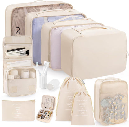 Packing Cubes 11 Set, Suitcase Organizers, Luggage Organizer Bags, Packing Cubes for Travel, with Toiletry Bag, Travel Essentials,Pink