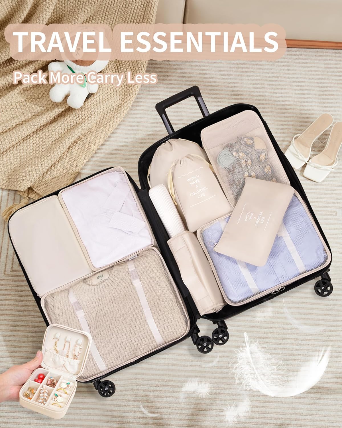 Packing Cubes 11 Set, Suitcase Organizers, Luggage Organizer Bags, Packing Cubes for Travel, with Toiletry Bag, Travel Essentials,Pink