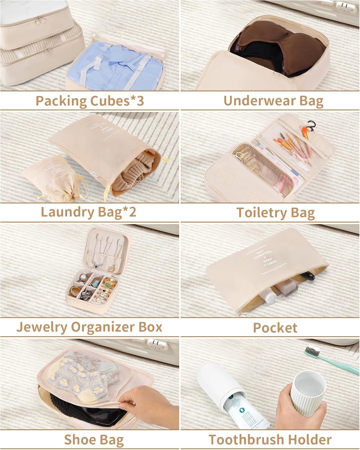 Packing Cubes 11 Set, Suitcase Organizers, Luggage Organizer Bags, Packing Cubes for Travel, with Toiletry Bag, Travel Essentials,Pink