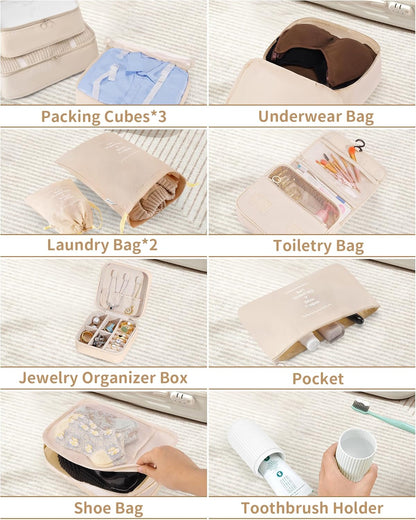 Packing Cubes 11 Set, Suitcase Organizers, Luggage Organizer Bags, Packing Cubes for Travel, with Toiletry Bag, Travel Essentials,Pink