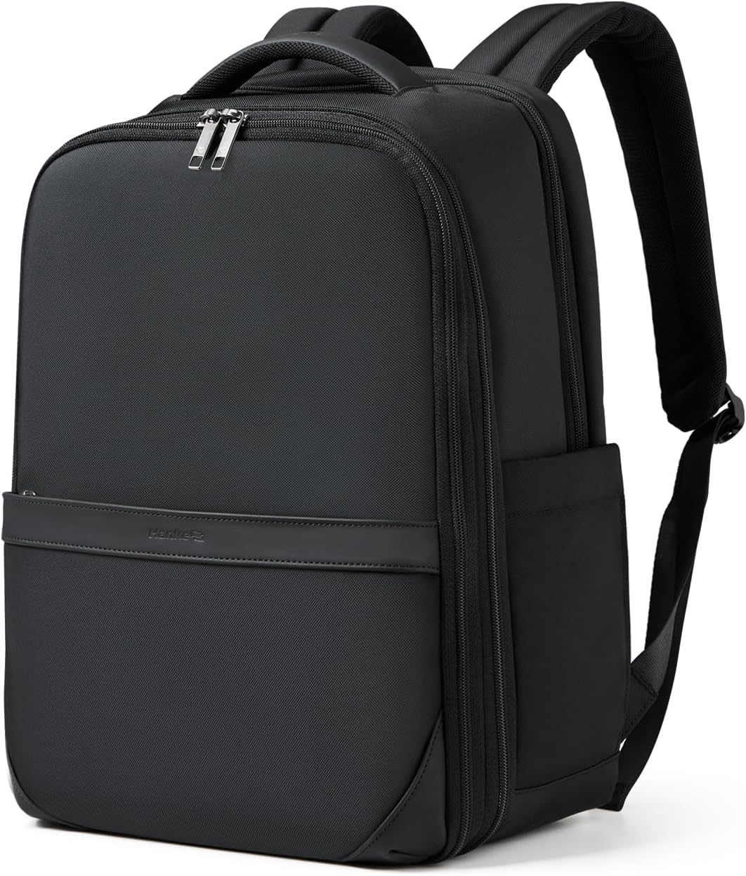 Expandable Travel Backpack 17 Inch, Full-Open Laptop Backpack Fits 15.6 Inch, Carry On Personal Item Bag with Luggage Strap, Business Work Backpack for Women Men, Black