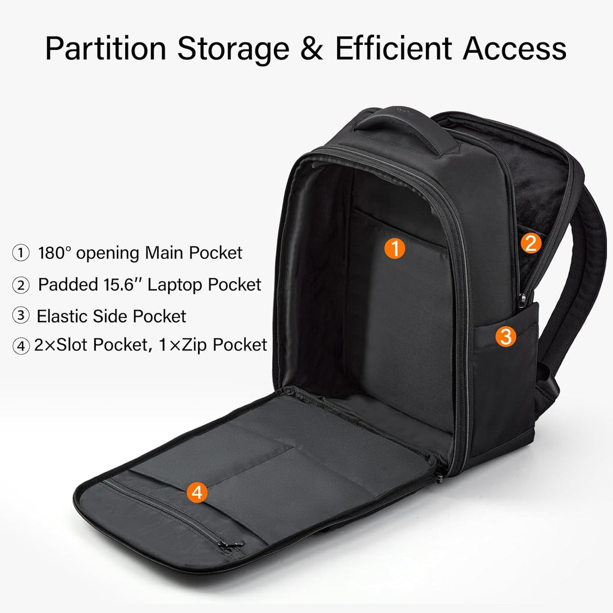 Expandable Travel Backpack 17 Inch, Full-Open Laptop Backpack Fits 15.6 Inch, Carry On Personal Item Bag with Luggage Strap, Business Work Backpack for Women Men, Black
