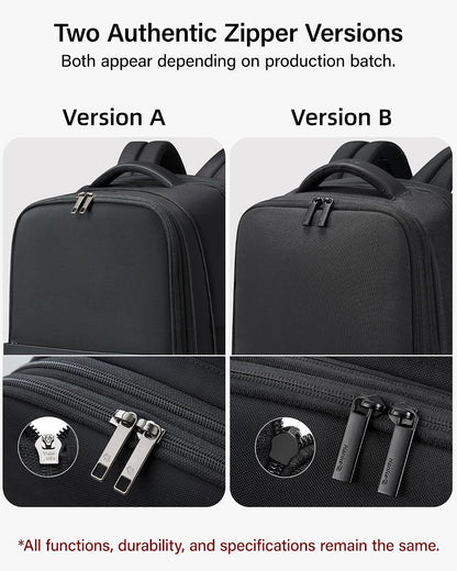 Expandable Travel Backpack 17 Inch, Full-Open Laptop Backpack Fits 15.6 Inch, Carry On Personal Item Bag with Luggage Strap, Business Work Backpack for Women Men, Black