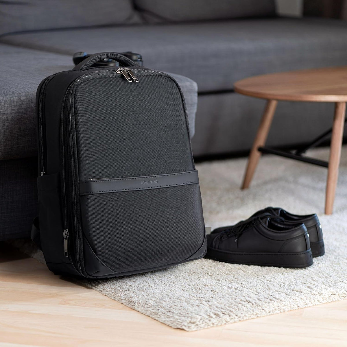 Expandable Travel Backpack 17 Inch, Full-Open Laptop Backpack Fits 15.6 Inch, Carry On Personal Item Bag with Luggage Strap, Business Work Backpack for Women Men, Black