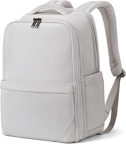 Expandable Travel Backpack 17 Inch, Full-Open Laptop Backpack Fits 15.6 Inch, Carry On Personal Item Bag with Luggage Strap, Business Work Backpack for Women Men, Black