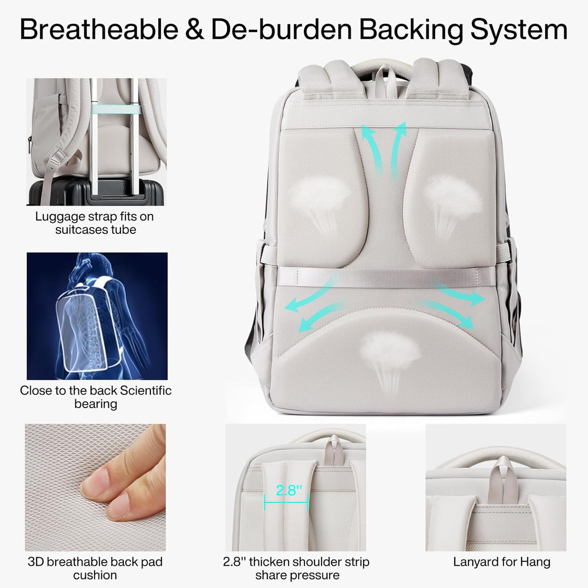 Expandable Travel Backpack 17 Inch, Full-Open Laptop Backpack Fits 15.6 Inch, Carry On Personal Item Bag with Luggage Strap, Business Work Backpack for Women Men, Black
