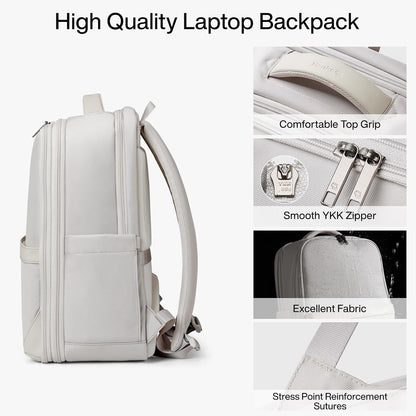 Expandable Travel Backpack 17 Inch, Full-Open Laptop Backpack Fits 15.6 Inch, Carry On Personal Item Bag with Luggage Strap, Business Work Backpack for Women Men, Black