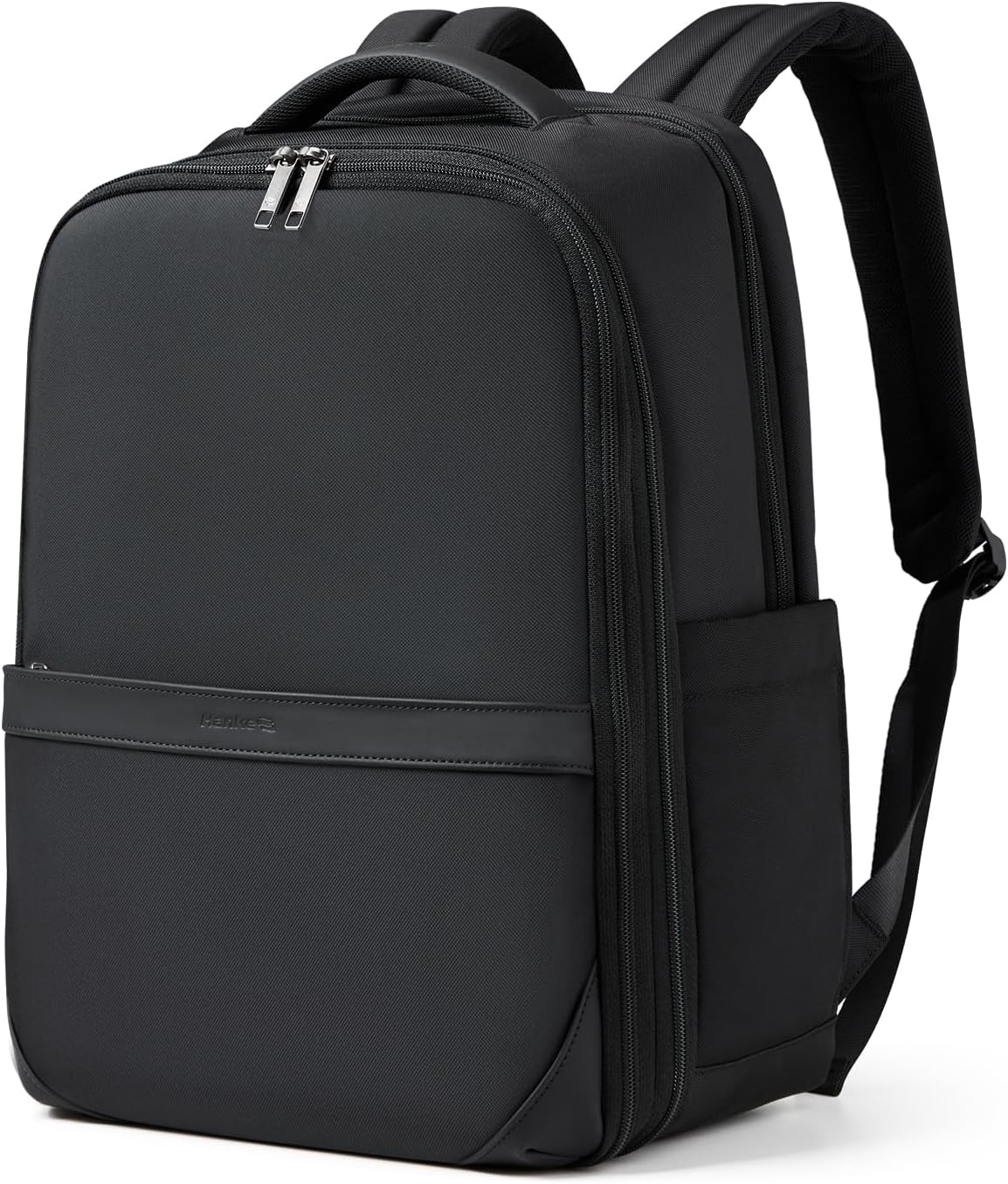 Expandable Travel Backpack 17 Inch, Full-Open Laptop Backpack Fits 15.6 Inch, Carry On Personal Item Bag with Luggage Strap, Business Work Backpack for Women Men, Black