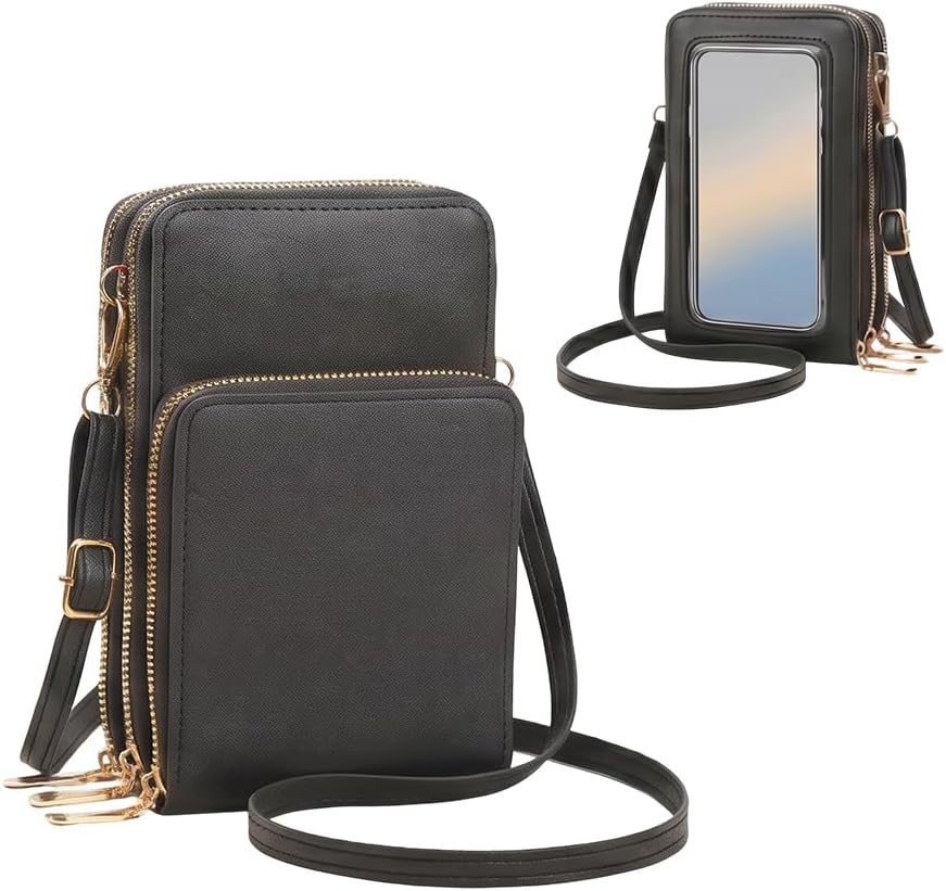Women's Touch Screen Mobile Phone Messenger Bag, 2026 New Mini Phone Crossbody Bag with RFID Blocking Leather