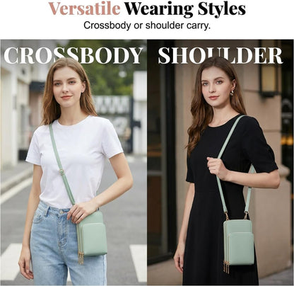 Women's Touch Screen Mobile Phone Messenger Bag, 2026 New Mini Phone Crossbody Bag with RFID Blocking Leather