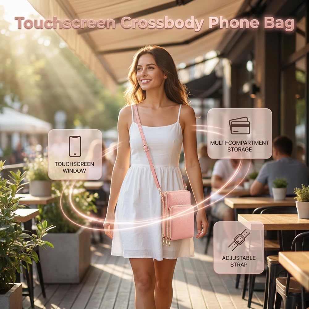 Women's Touch Screen Mobile Phone Messenger Bag, 2026 New Mini Phone Crossbody Bag with RFID Blocking Leather
