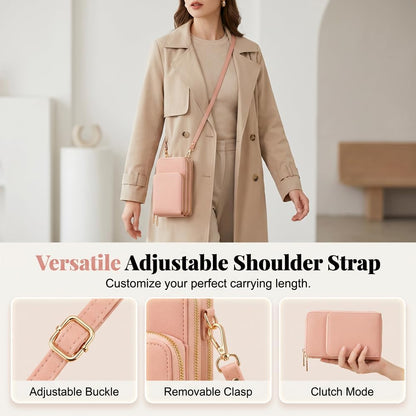 Women's Touch Screen Mobile Phone Messenger Bag, 2026 New Mini Phone Crossbody Bag with RFID Blocking Leather