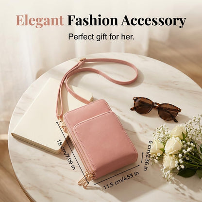 Women's Touch Screen Mobile Phone Messenger Bag, 2026 New Mini Phone Crossbody Bag with RFID Blocking Leather
